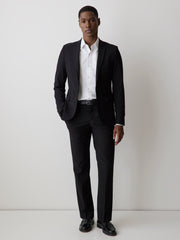 RW&CO Essential Slim Fit Black Wool-Blend Suit Blazer