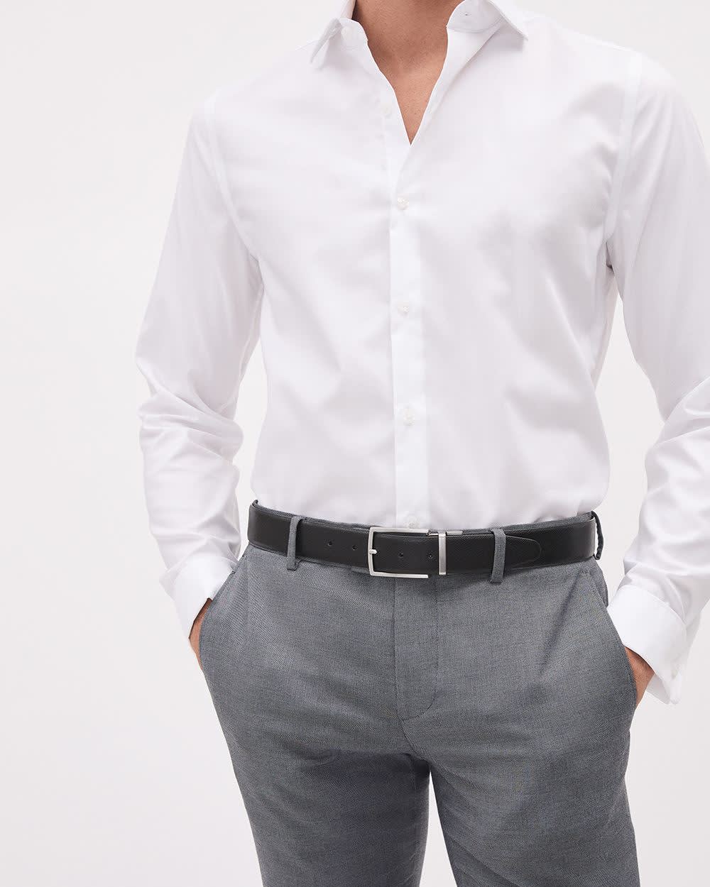 RW&CO Reversible Black and Tan Saffiano Leather Belt