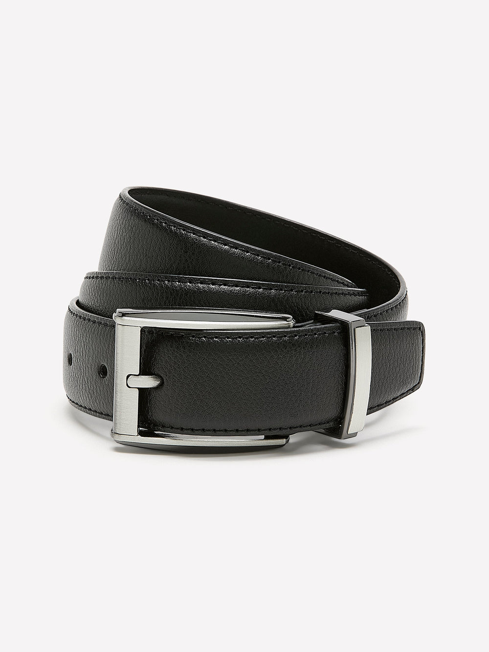 RW&CO Black Leather Belt with Square Buckle