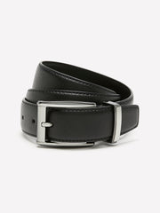 RW&CO Black Leather Belt with Square Buckle
