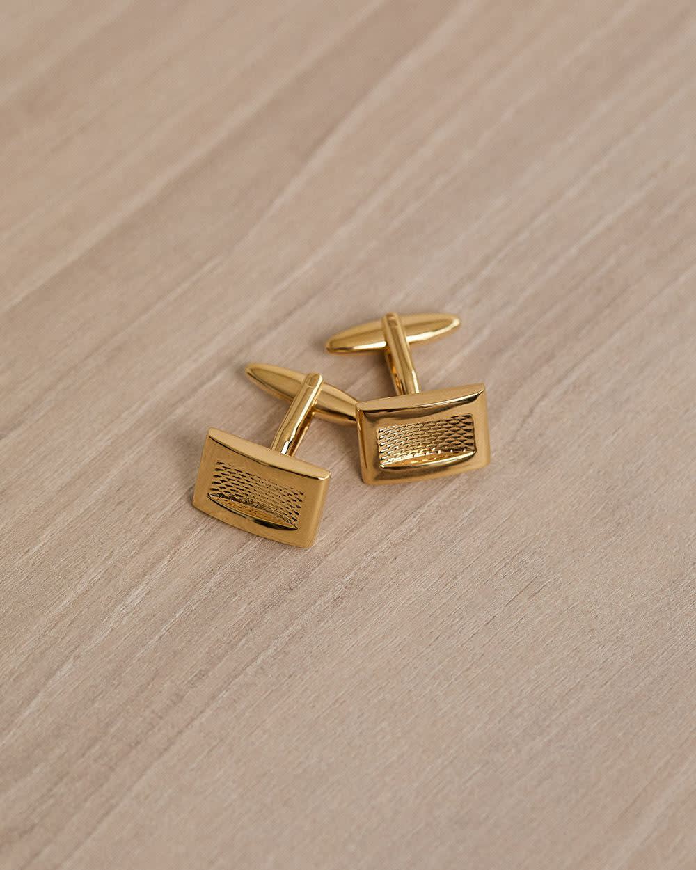 RW&CO Rectangular Golden Cuff Links