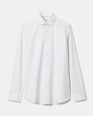RW&CO White Slim Fit Dress Shirt with Grey Micro Dots
