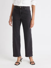 RW&CO Dark Grey High-Rise Straight-Leg Jeans