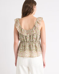 RW&CO Sleeveless U-Neck Empire-Cut Blouse with Ruffles