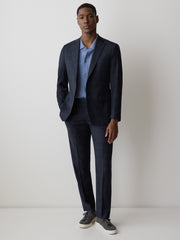 RW&CO Tailored Fit Navy Checkered Suit Blazer