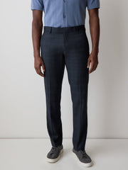 RW&CO Slim Fit Navy Checkered Suit Pant