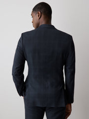 RW&CO Slim Fit Navy Checkered Suit Blazer
