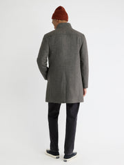 RW&CO Classic Mock-Neck Heathered-Wool Coat with Dickey