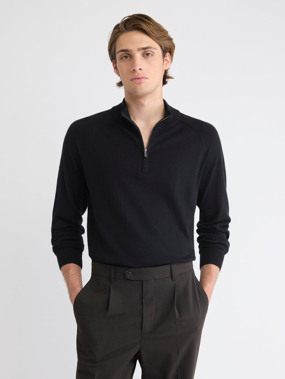 RW&CO Long-Sleeve Quarter-Zip Mock-Neck Sweater