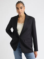 RW&CO Wool-Blend Oversized One-Button Blazer