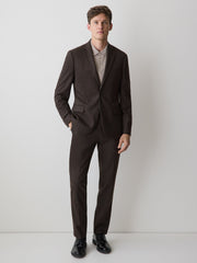 RW&CO Slim Fit Dark Brown Brushed Twill Blazer