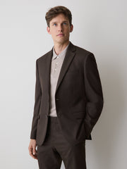 RW&CO Slim Fit Dark Brown Brushed Twill Blazer