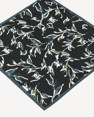 RW&CO Black Handkerchief with Foliage Pattern