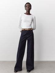 RW&CO Dark-Wash High-Rise Ultra-Wide-Leg Jeans