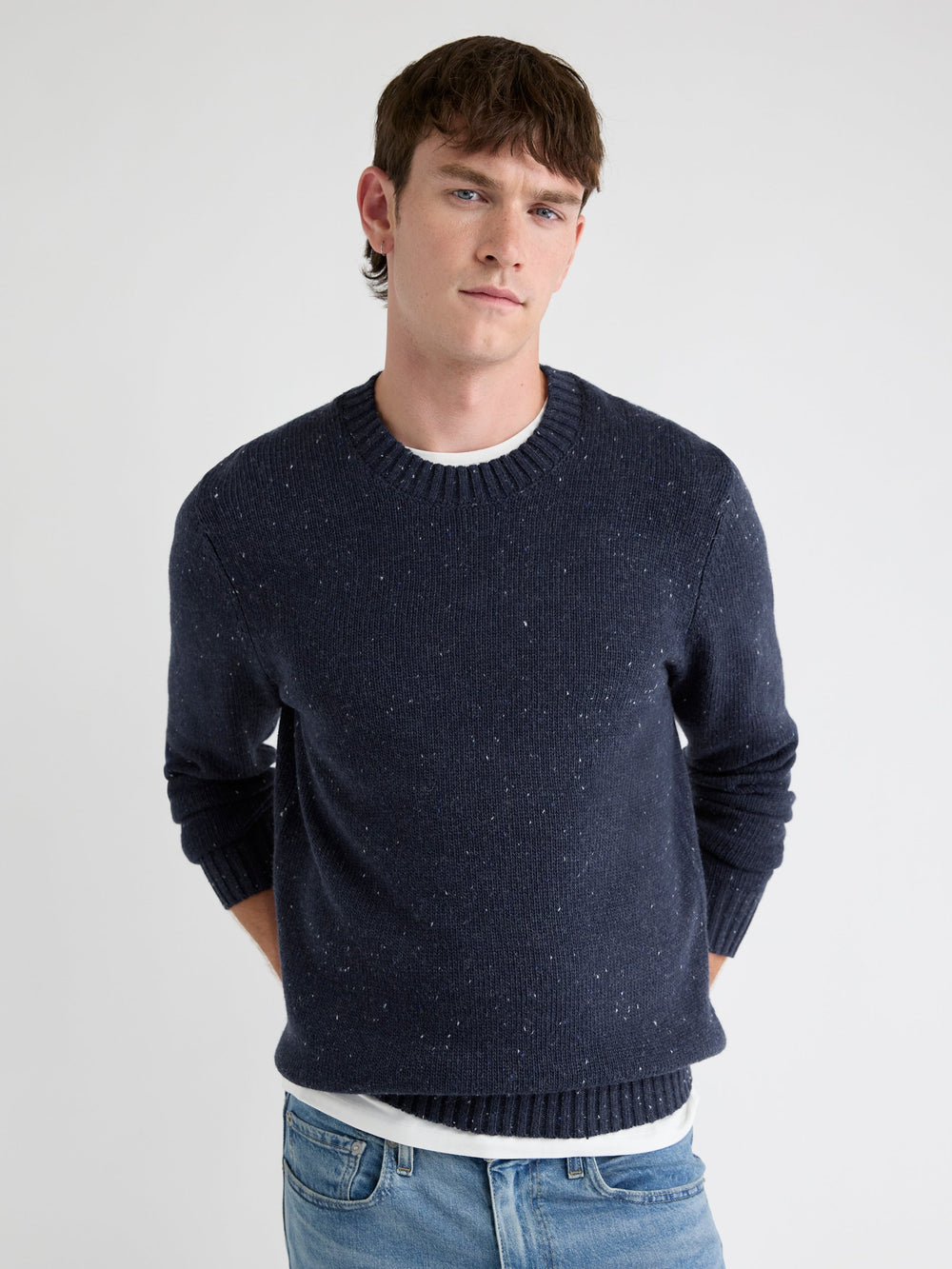 RW&CO Long-Sleeve Crew-Neck Sweater with Neps