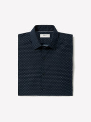 RW&CO Navy Slim Fit Dress Shirt with Geo Pattern