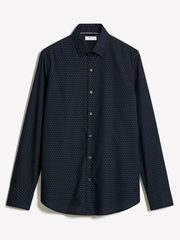 RW&CO Navy Slim Fit Dress Shirt with Geo Pattern