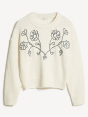 RW&CO Long-Sleeve Crew-Neck Sweater with Flower Appliqués