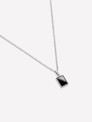 RW&CO Stainless Steel Necklace with Black Stone Pendant