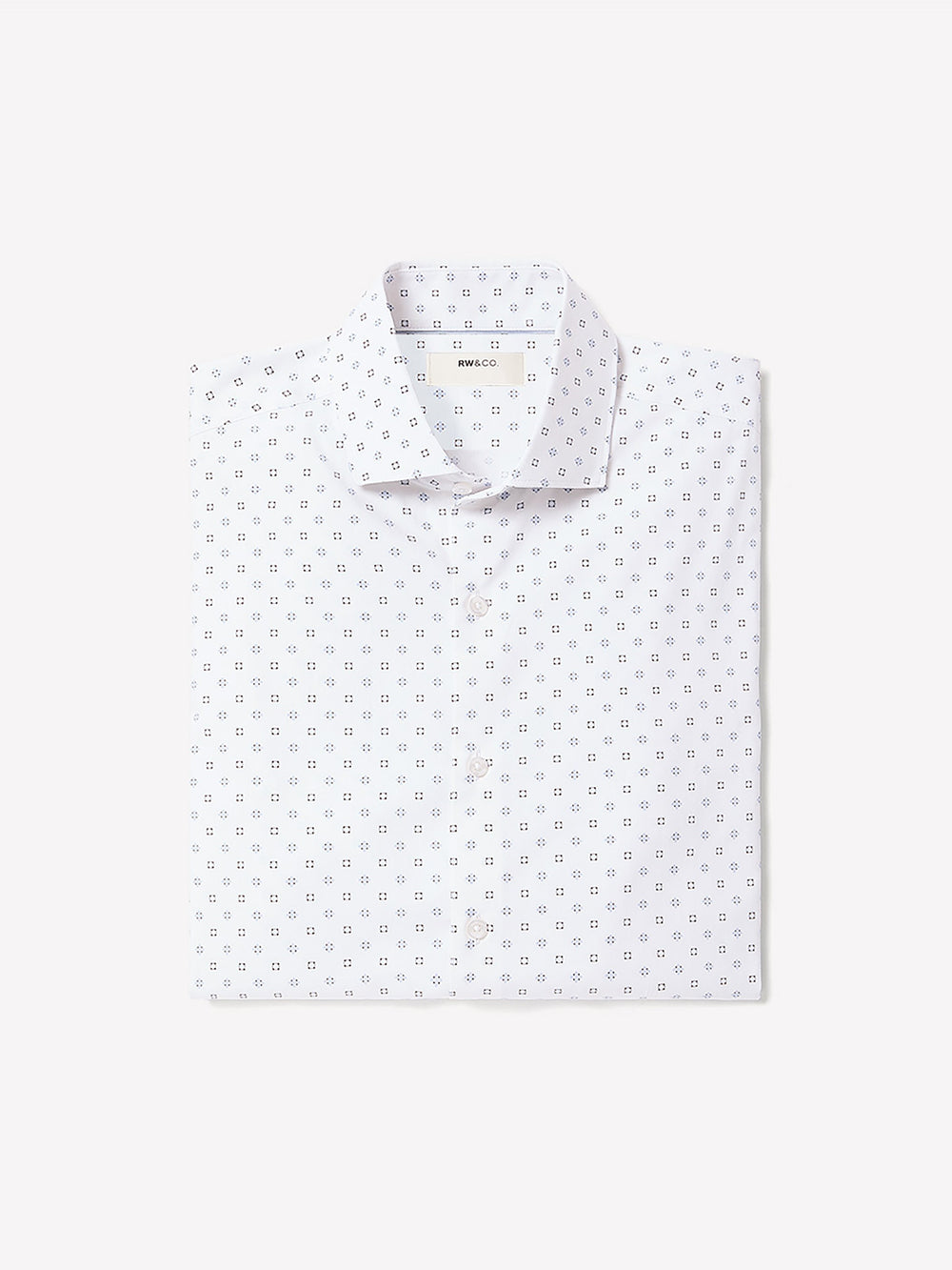 RW&CO White Tailored-Fit Dress Shirt with Geo Pattern