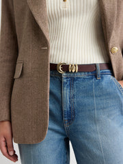 RW&CO Thin Leather Belt with Rounded Buckle