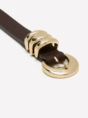 RW&CO Thin Leather Belt with Rounded Buckle