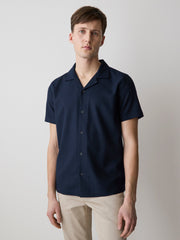 RW&CO Short-Sleeve Herringbone Shirt with Camp Collar