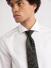 RW&CO Black Regular Tie with Floral Pattern