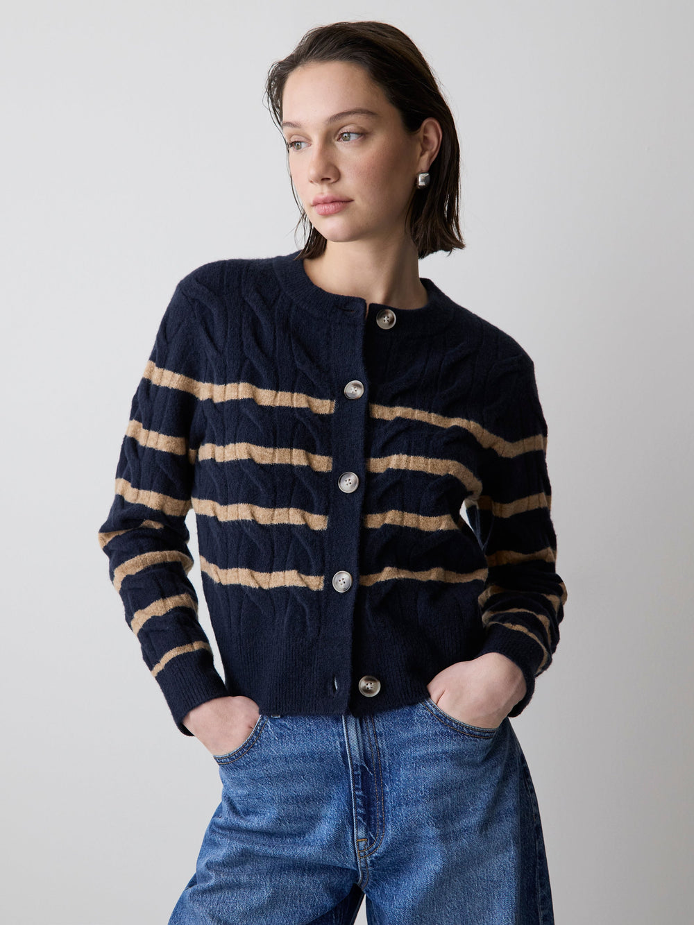 RW&CO Long-Sleeve Cable-Stitch Cardigan