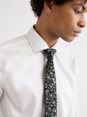 RW&CO Black Skinny Tie with Floral Pattern