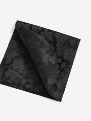 RW&CO Black Handkerchief with Tonal Floral Pattern