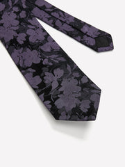 RW&CO Black Regular Tie with Floral Pattern