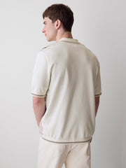 RW&CO Short-Sleeve Shirt Sweater with Vertical Stripes