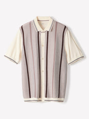 RW&CO Short-Sleeve Shirt Sweater with Vertical Stripes