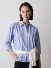 RW&CO Striped Buttoned-Down Cotton Blouse