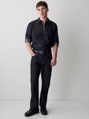 RW&CO Long-Sleeve Raw Denim Shirt with Chest Pocket