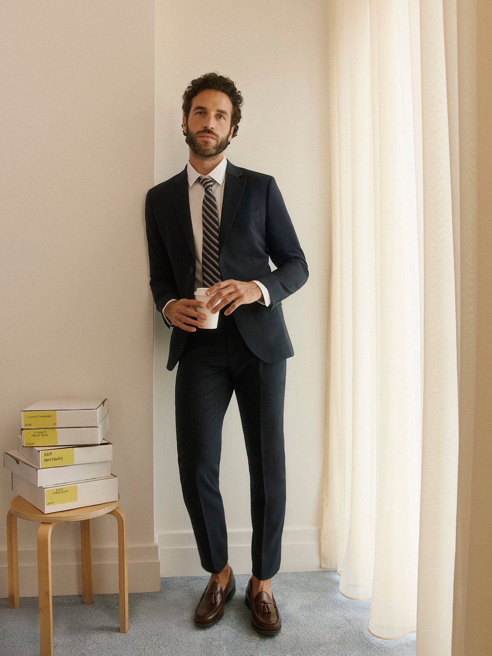 RW&CO Slim Fit Navy Wool Suit Pant