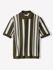 RW&CO Short-Sleeve Shirt Sweater with Vertical Stripes