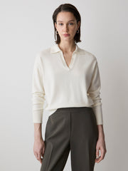 RW&CO Wool-Blend Long-Sleeve Polo Sweater