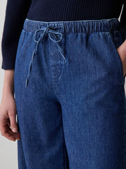 RW&CO Wide-Leg Denim Pants with Elastic Waistband