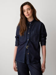RW&CO Long-Sleeve Buttoned-Down Denim Blouse