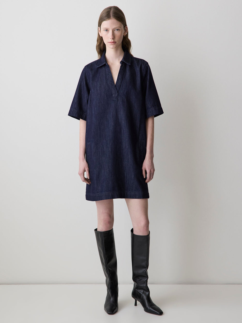 RW&CO Short-Sleeve Mini Denim Dress