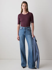 RW&CO Elbow-Sleeve Crew-Neck Ribbed Tee