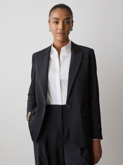 RW&CO Black One-Button Wool-Blend Blazer