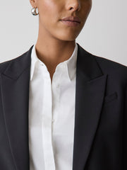 RW&CO Black One-Button Wool-Blend Blazer