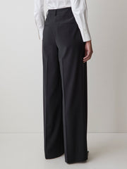 RW&CO Black High-Rise Wide-Leg Wool-Blend Pant