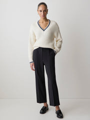RW&CO Black High-Rise Tapered-Leg Wool-Blend Pant