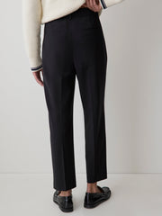 RW&CO Black High-Rise Tapered-Leg Wool-Blend Pant