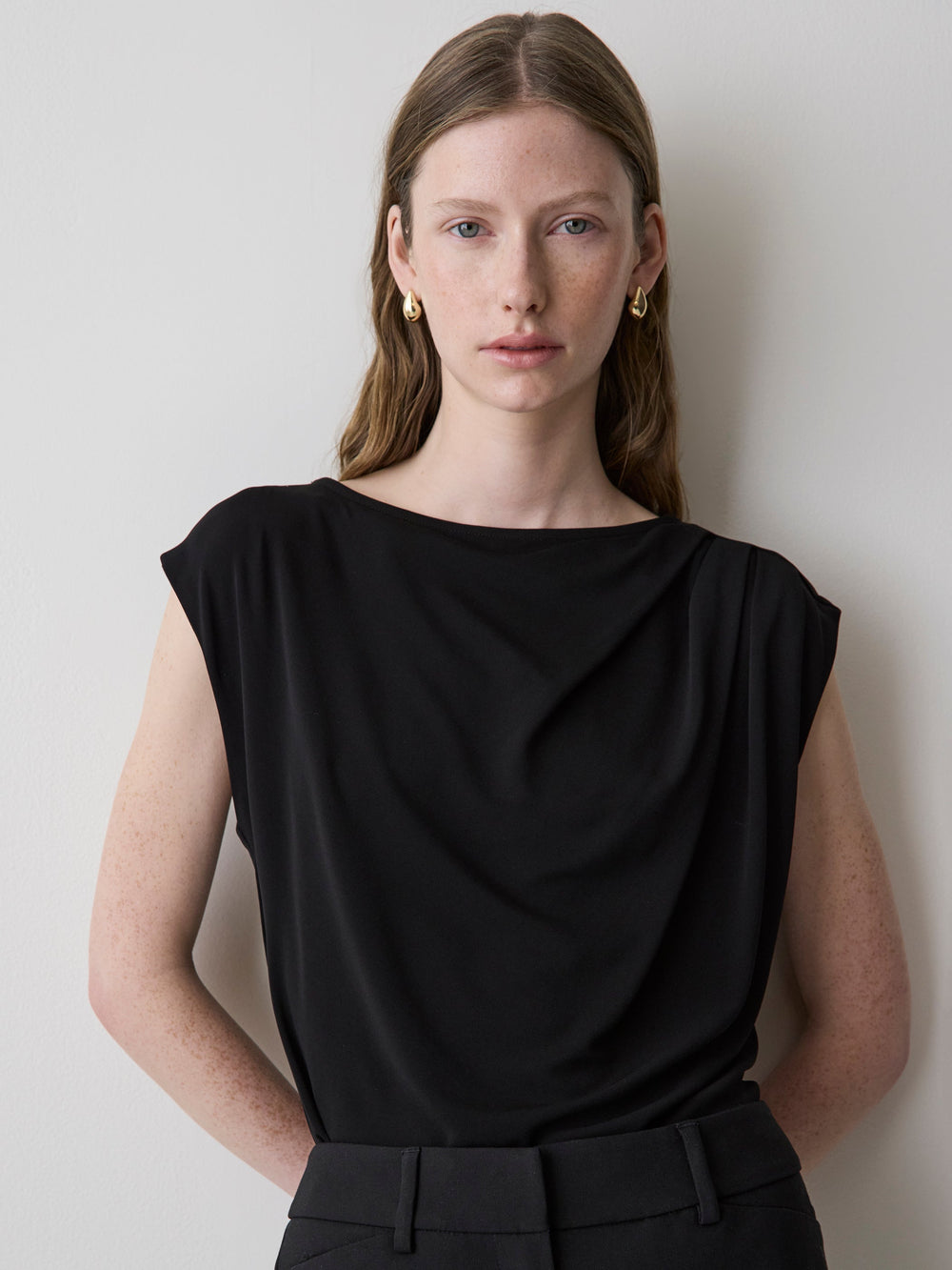 RW&CO Extended-Sleeve Boat-Neck Top with Pleated Details