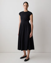 RW&CO Extended-Sleeve Crew-Neck Midi Dress with Pintucks